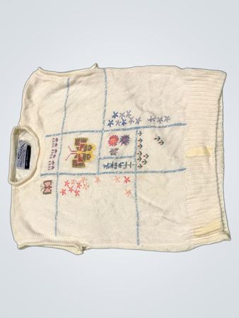 Susan Bristol Handgefertigter, gestrickter, handbestickter Pullover in Britisch-Hongkong