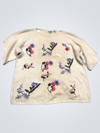 Land Vororte Bestickter Blumenpullover