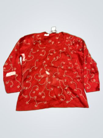 Talbots Roter Bestickter Langärmeliger Pullover