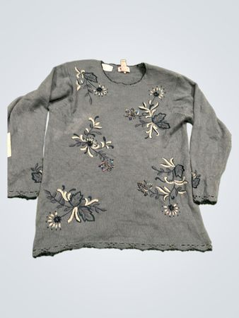 KORET Damen Blauer Bestickter Pullover