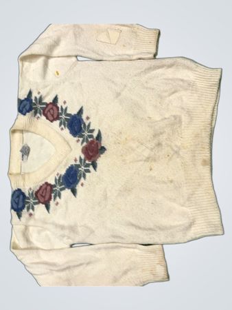Alfred Dunner Creme Blumigen V-Ausschnitt Pullover