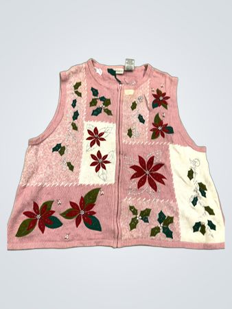 Weißer Hirsch Plus Rosa Florales Weihnachtsweste