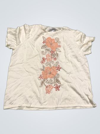 Alfred Dunner Weiß Besticktes Blüten T-Shirt