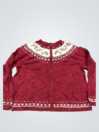 Croft & Barrow Damen roter Blumenmuster Reißverschluss-Pullover