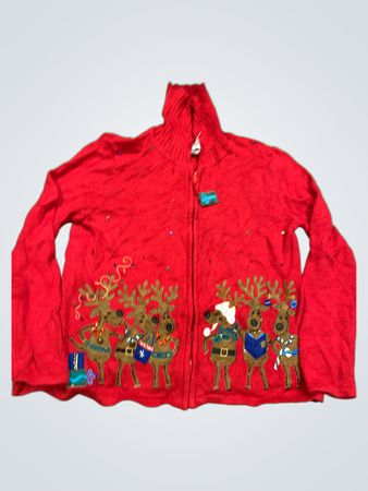 Tiara International Christmas Collection Roter Rentierpullover