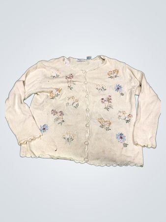 Weißer bestickter floral Cardigan