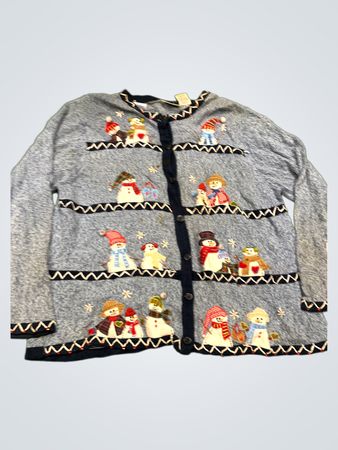 White Stag Damen Plus Blaue Schneemann Cardigan