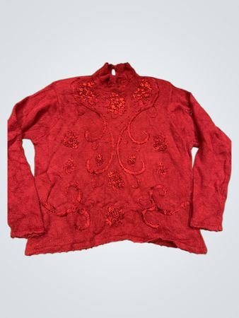 Jessica Holbrook Rot Verzierte Stehkragenpullover