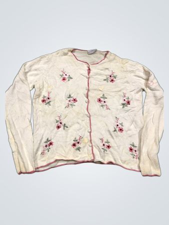 Papaya Weiß Bestickter Floraler Cardigan