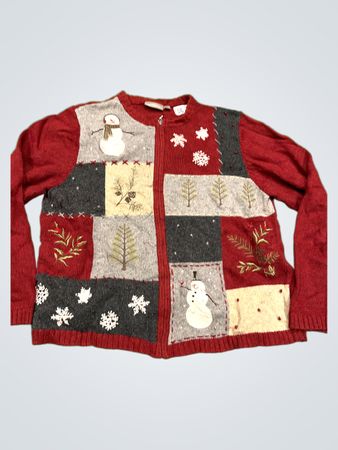 Patchwork-Cardigan Schneemann Weihnachten