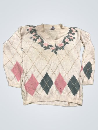 J.P. Plum Damen V-Ausschnitt Argyle Pullover
