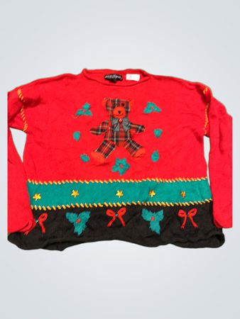 Roter Teddybär-Weihnachtspullover