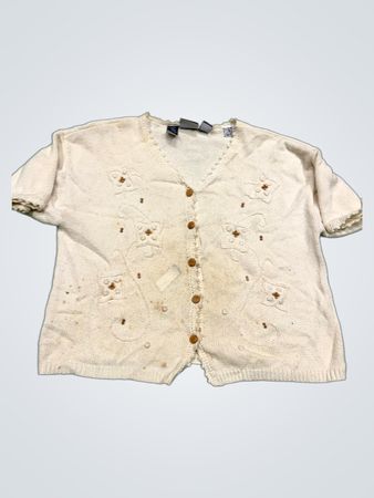 Liasport Cream Strickjacke mit besticktem Blumenmotiv
