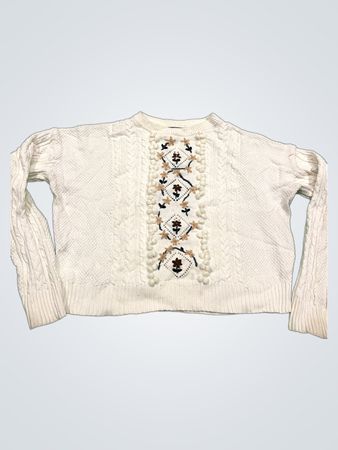 THE TEEN SPACE Weißer bestickter Pullover XL