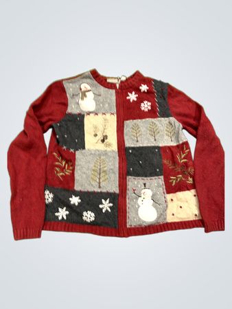 Croft & Barrow Schneemann Patchwork-Pullover
