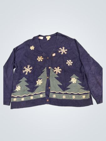 Classic Elements Woman Blau Schneeflocke und Baum Cardigan