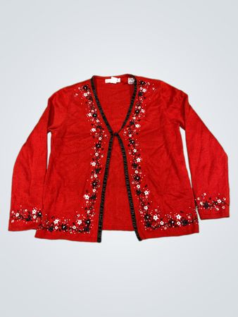 Dressbarn roter bestickter Cardigan