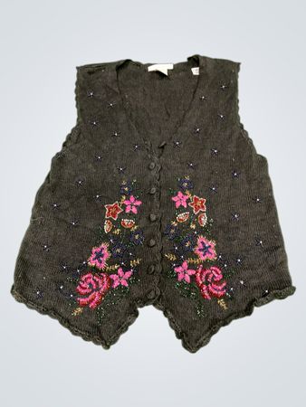 Victoria Jones Damen Besticktes Blumenstrickwesten