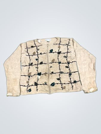 Dressbarn Zip-Up Cardigan mit Blattmuster