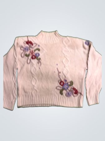 Creme Bestickter Pullover