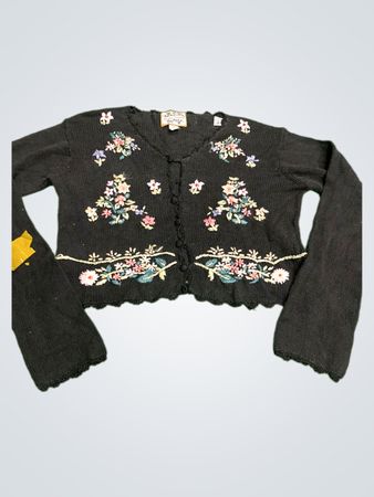 Schwarzer bestickter Cardigan