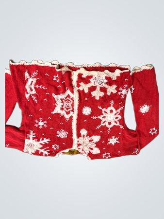 EVE TYR Roter Schneeflocken Zip-Up Pullover