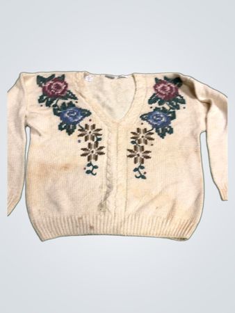 ANTZEN Cream Strick Blumen Cardigan