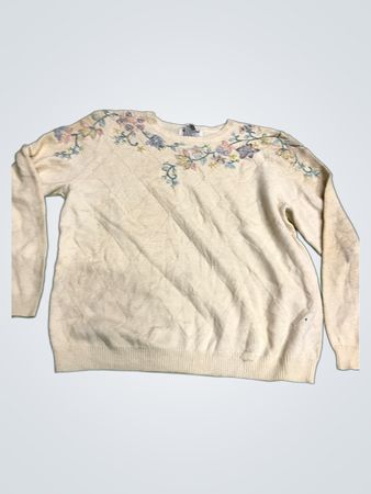 Alfred Dunner Damen Creme Bestickter Pullover