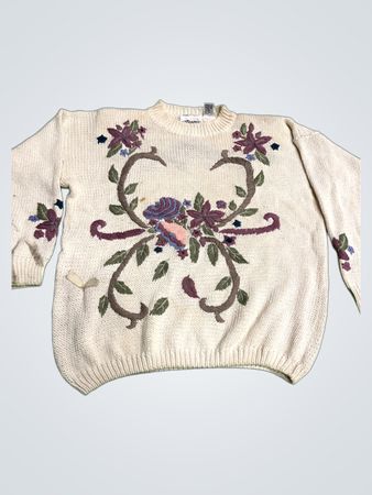 Marnie West Cream Floral Embroidered Sweater