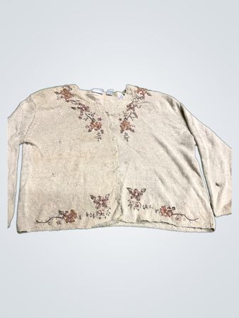 Willow Bay Damen beiger floral bestickter Cardigan