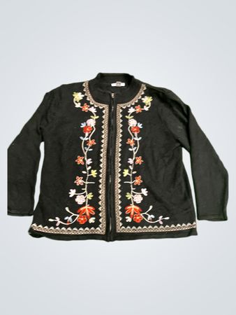 Dressbarn Bestickter Reißverschluss-Cardigan