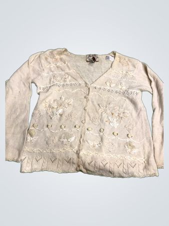 Cremig gestickter Cardigan
