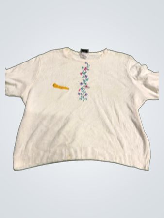 Nikki Women's Weiß besticktes Stricktop Größe 2X