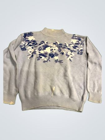 Eddie Bauer Hellblauer Blütenmuster-Strickpullover