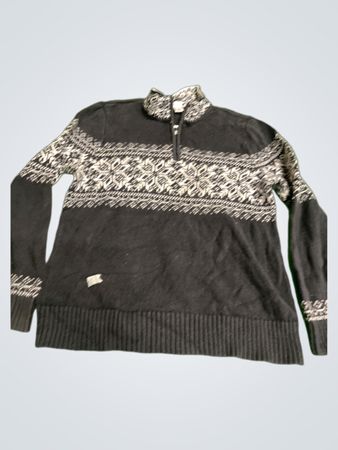 Christopher & Banks grauer und weißer Strickpullover