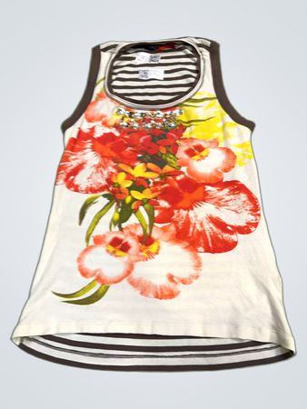 VIA APPIA Damen Tanktop mit Blumenmuster und Pailletten