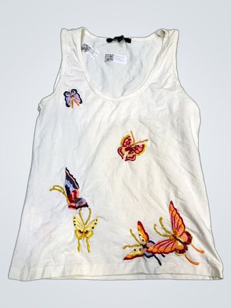 HALLHUBER Weißes Tanktop mit Schmetterlingsstickerei