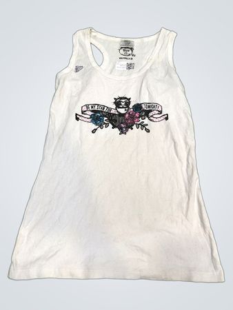 Rebella White Graphic Tank Top