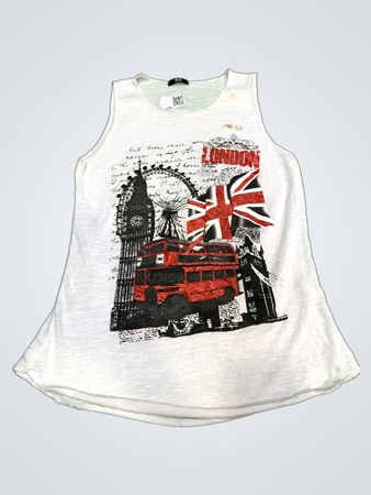 Weißes Tanktop mit London-Grafik