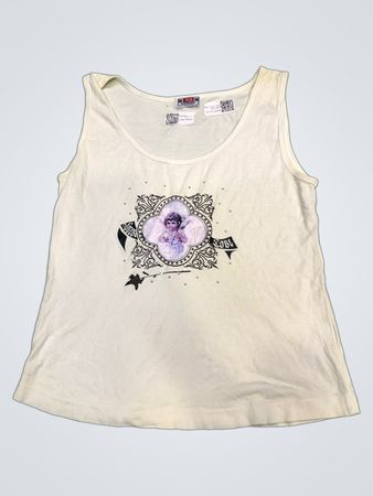 Weißes Tanktop mit Engel-Grafik