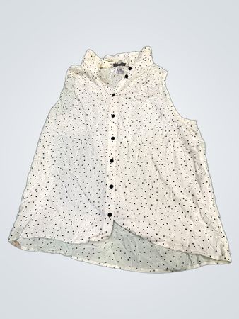 Ciel Damen Polka Dot Ärmelloses Knopf-Op-Shirt
