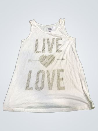 Weißes Tanktop mit "LIVE LOVE" Grafik