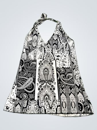 Schwarz-weißer Paisleydruck-Halftertop