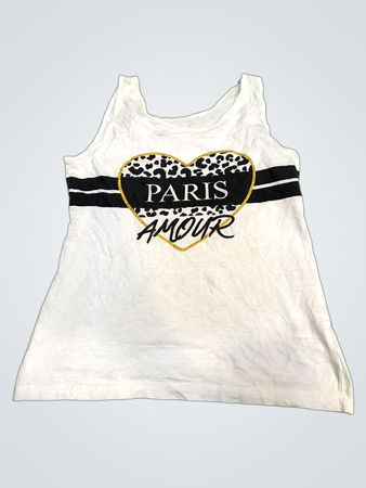 Weißes Tanktop mit "PARIS AMOUR" Herzgrafik