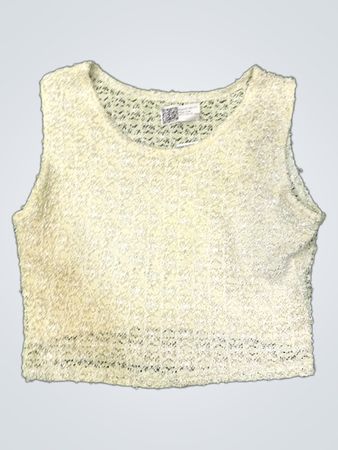 Cremetexturiertes, kurzes Tanktop