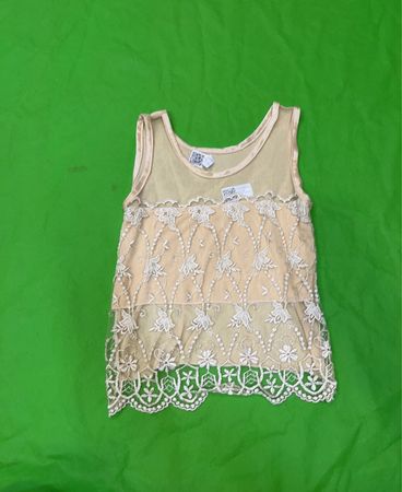 Durchsichtiges Spitzenbesatz-Trägershirt