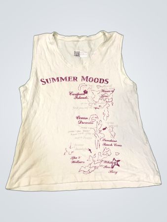 Weißes Tanktop mit "Summer Moods" Grafik