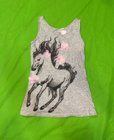 Girls Graues Tanktop mit Pferdegrafik