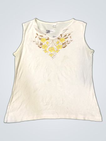 Weißes ärmelloses Tanktop mit Blumenmuster