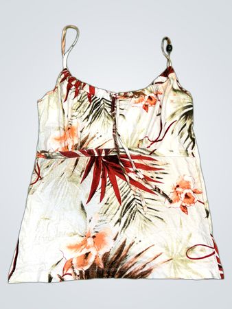 LIVRE Floral Print Spaghetti Strap Tank Top